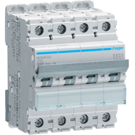 Hager Leitungsschutzschalter 4P 50A 10KA C 4 Module NCN450A