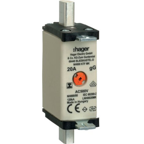 HAGER LNH0020MK NH000 GG 50 0 V 20 A FUSIBLE NH