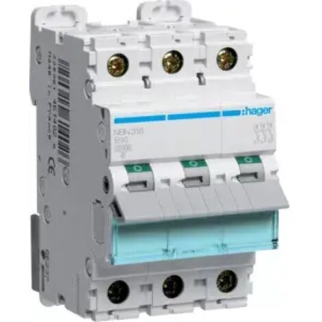Hager LS-Schalter 3 polig 10kA/15kA B-16A 3M NBN316