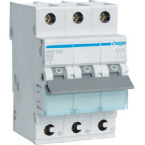 Hager MCS332 Disjoncteur Triphasé 32 A Gris Compact