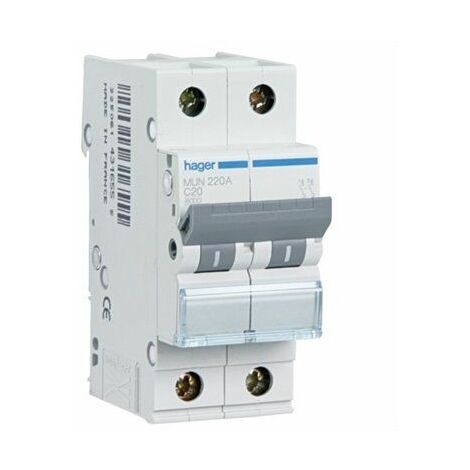 HAGER MUN216A  Interruptor automático 2P 16A curva-C 6kA