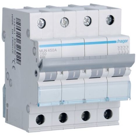 HAGER MUN450A  Interruptor automático 4P 50A curva-C 6kA