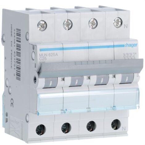 HAGER MUN625A  Interruptor automático 3P+N 25A curva-C 6kA