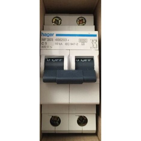 Hager NF203 466203 Disjoncteur 2P 10kA C3A