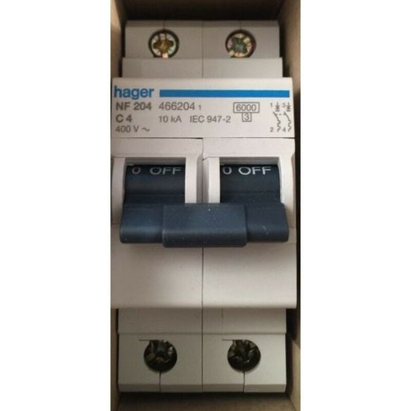NF204 466204 Disjoncteur 2P 6kA C4A - Hager
