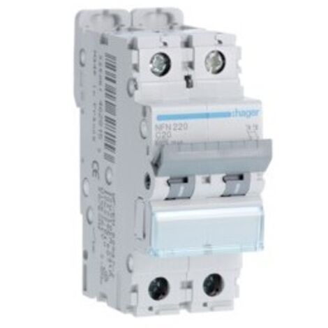 Hager   NFN220   Disjoncteur 2P 6 10kA C 20A 2M