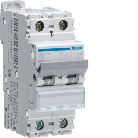 Hager - NFN225 - Disjoncteur 2P 6/10kA C-25A 2M