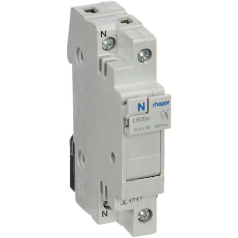 Hager porta-fusibile base per fusibili cilindrici 10,3 x 38 32 a 1 polo + neutro l50600