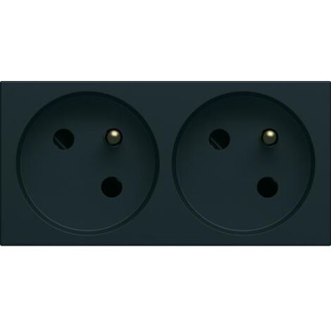 Hager – Prise de courant double spéciale goulotte gallery 2P+T 16A noir – IP21 – Résistance aux chocs IK05 – Pour installation électrique