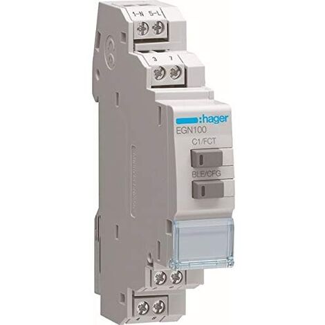 Hager – Programmateur numérique multifonction EGN100 – Bluetooth – 1 canal – Programmation annuelle, astronomique, crépusculaire – Pour tableau électrique