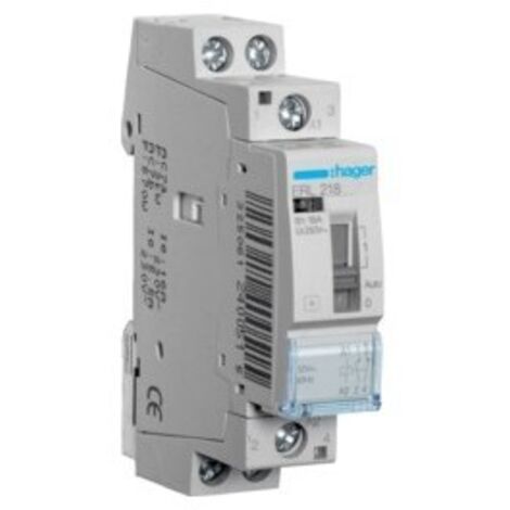 Hager – Relais de commande 16A 1F+1O 12V – Contacteur pour tableau électrique – Charge max 3000W – Montage rail DIN - ERL218