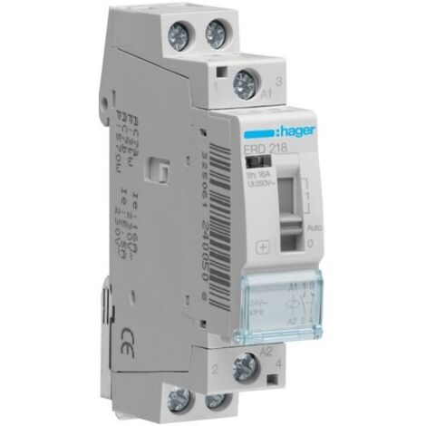 Hager – Relais de commande 16A 1F+1O bobine 24V – Montage sur rail DIN – Charge max 3000W – Pour circuits électriques domestiques et industriels - ERD218