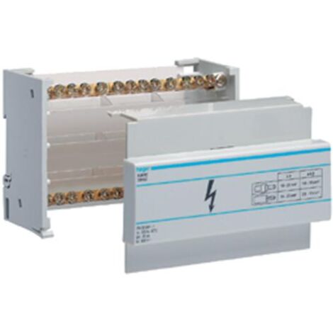Hager – Répartiteur bipolaire 100A – Pour installations électriques sécurisées – Mode de pose vis – KJ01A