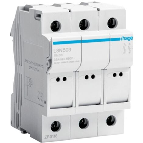 Hager Sicherungshalter 32A 3P 400V L38 3 Module 10X38 LSN503