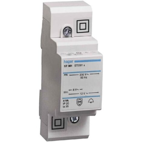 Hager ST301 Transformateur de sonnette 8 V, 12 V 0.5 A C133521