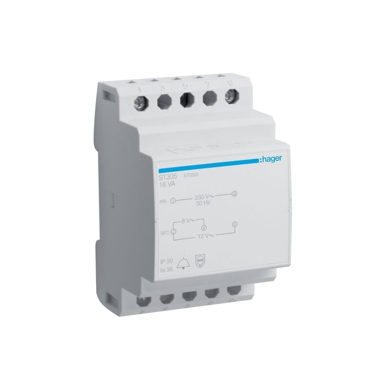 Hager St305 - Transformateur 16 Va 230/8 - 12 V