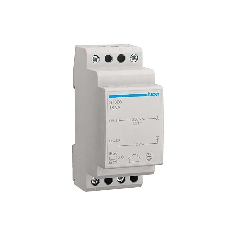 Sécurité transformateur ST320 230 V/12 v 18 va 2PLE transformateur pour sonnerie avec 3250615700001 - Hager