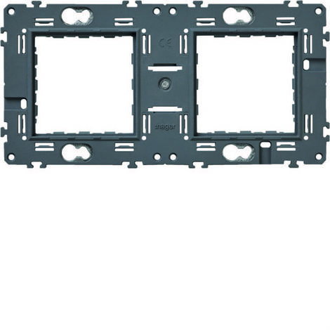 Hager – Support gallery double horizontal et vertical entraxe 71 – Fixation pour plaques gallery – Pour espaces confinés – Installation rapide