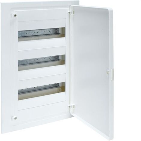 Hager – Tableau électrique encastrable 3 rangées 36 modules VF312PE – Indice de protection IP40 – Ouverture 180° – IK07 contre chocs