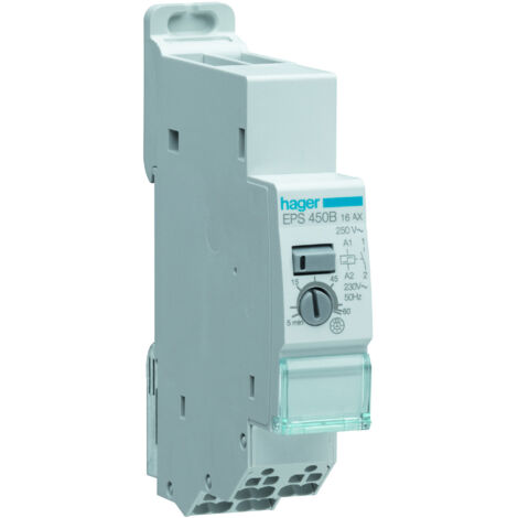 Hager – Télérupteur minuterie 16A – 1 contact NO – 230V – Temporisation réglable 5 min à 1 h – Pour tableau électrique