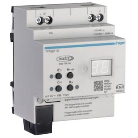 HAGER TYFS671D KNX DALI 2 GATEWAY 1 VOIE DE CONTRÔLE DALI POUR 64 APPAREILS RVB ET HSV CONTRÔLE DE COULEUR HUMAN CENTRIC LIGHTIN