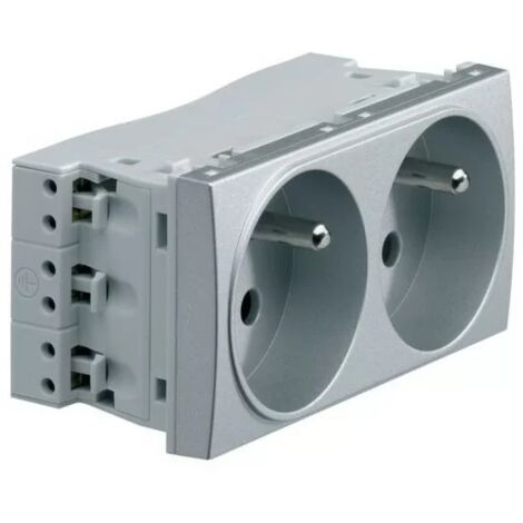 Hager WS122T Toma doble 2P+T - Systo titanio - 16A