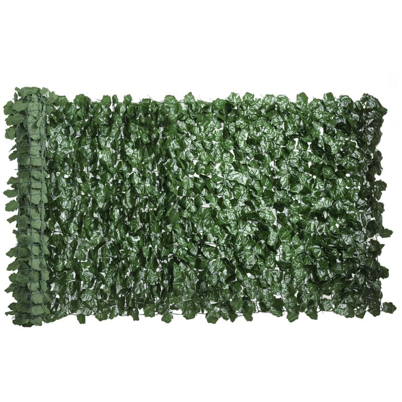 Haie Artificiel Brise-Vue décoration Rouleau 3L x 1H m Feuillage réaliste Anti-UV Vert Foncé