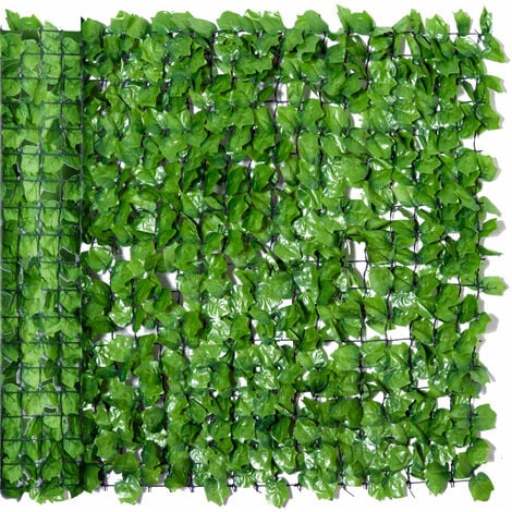 Haie artificiel érable brise-vue décoration rouleau 3L x 1H m feuillage réaliste anti-UV vert - Vert