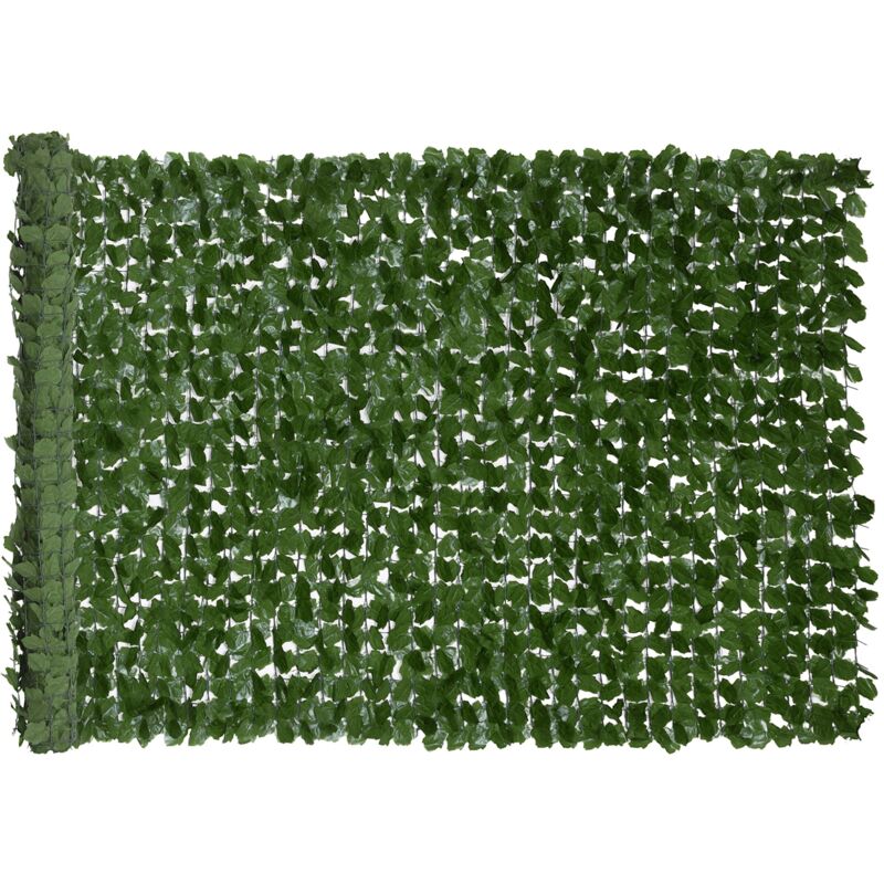 Outsunny - Haie Artificiel lierre Brise-Vue décoration Rouleau 3L x 1,5H m Feuillage réaliste Anti-UV Vert foncé