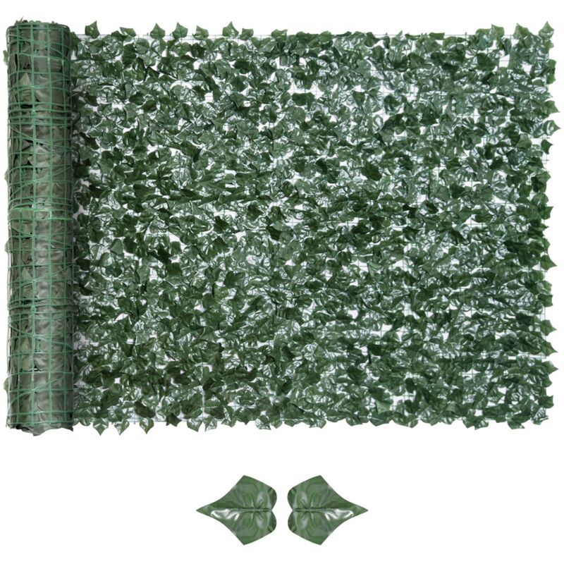 Haie artificielle brise-vue décoration rouleau 3L x 1,5H m feuillage réaliste anti-UV vert foncé