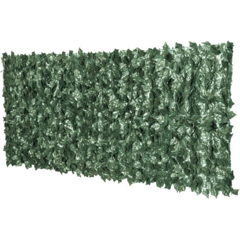 Haie artificielle brise-vue décoration rouleau 2,4L x 1H m feuillage réaliste anti-UV vert