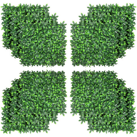 Haie artificielle feuilles de laurier - treillis extensible - brise-vue canisse végétale feuillage réaliste 12 panneaux 50L x 50l cm PE vert - Vert