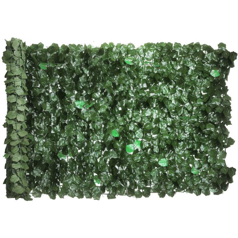 Haie artificielle lierre brise-vue rouleau dim. 3L x 1H m feuillage réaliste anti-UV vert