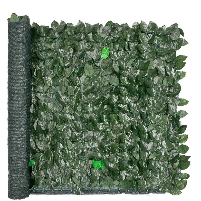 Haie Artificielle Synthétique Fausse Clôture Feuilles Filet Fiche de Confidentialité Ombres - 100x300 Cm