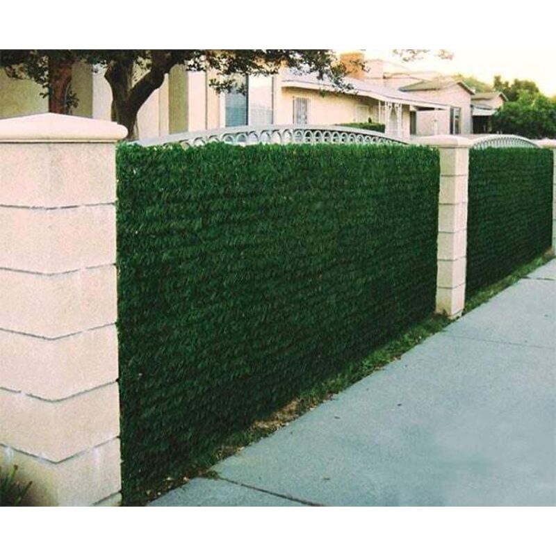 Haie végétale artificielle Lux-2R 140 brins - vert thuya - Long 45 m, Hauteur 1 m