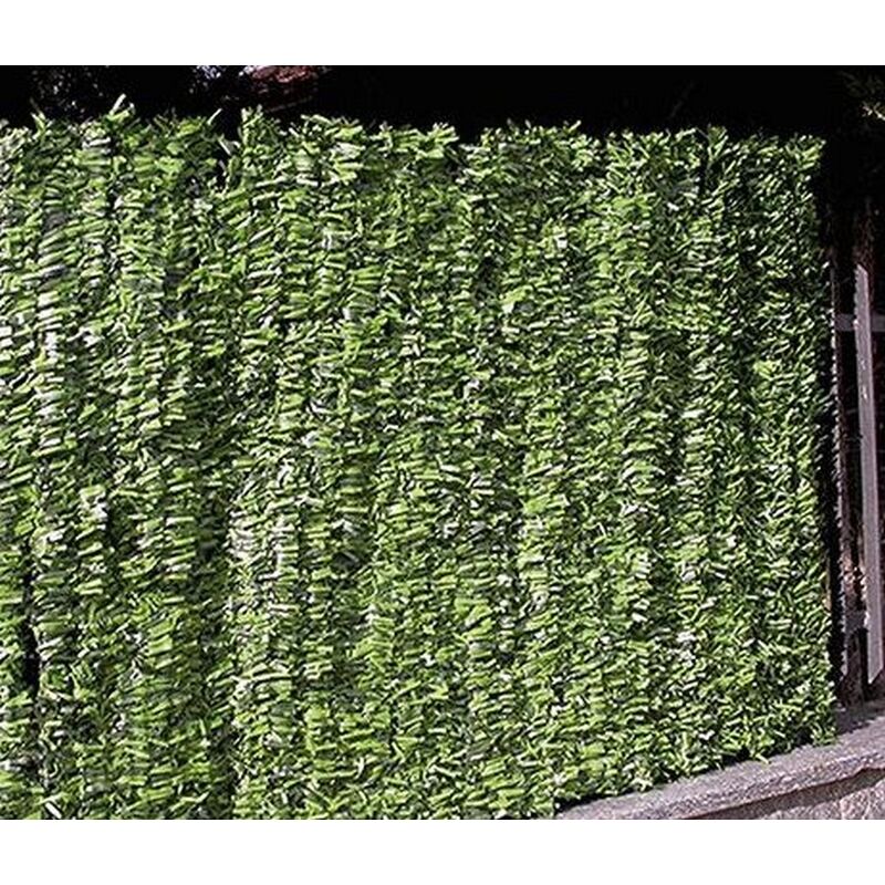 Haie verte artificielle a' longue feuille synthe'tique 1,5x3 mt en pvc vert lavable pour usage exte'rieur