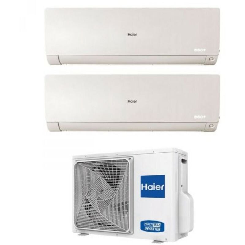 Haier - Climatiseur rèversible Dual Split Série flexis plus white 9+12 avec 2U40S2SM1FA R-32 Wi-Fi Intégré Couleur Blanc 9000+12000