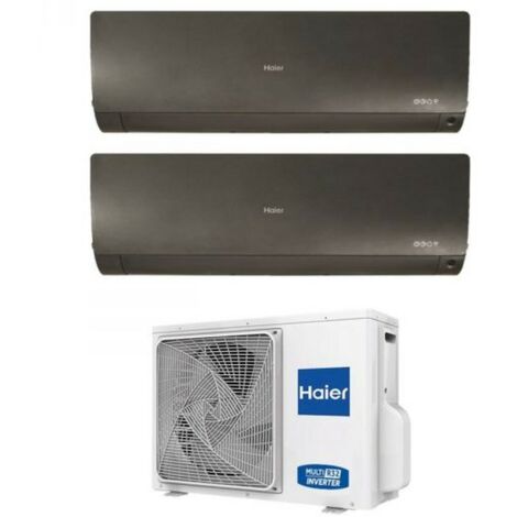 Haier Climatiseur rèversible Dual Split Série FLEXIS PLUS BLACK 7+12 avec 2U40S2SM1FA R-32 Wi-Fi intégré Couleur Noir 7000+12000