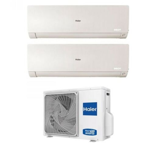 Haier Climatiseur rèversible Dual Split Série FLEXIS PLUS WHITE 7+7 avec 2U40S2SM1FA R-32 Wi-Fi Intégré Couleur Blanc 7000+7000