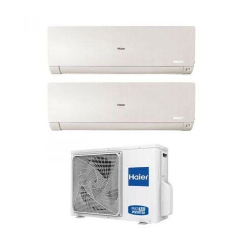 Haier Climatiseur rèversible Dual Split Série FLEXIS PLUS WHITE 7+9 avec 2U40S2SM1FA R-32 Wi-Fi Intégré Couleur Blanc 7000+9000