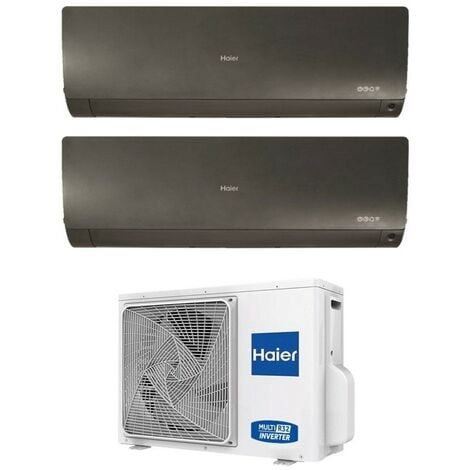 Haier Dual Split Inverter Klimagerät Serie FLEXIS PLUS BLACK 7+7 mit 2U40S2SM1FA R-32 Wi-Fi Integrated Farbe Schwarz 7000+7000