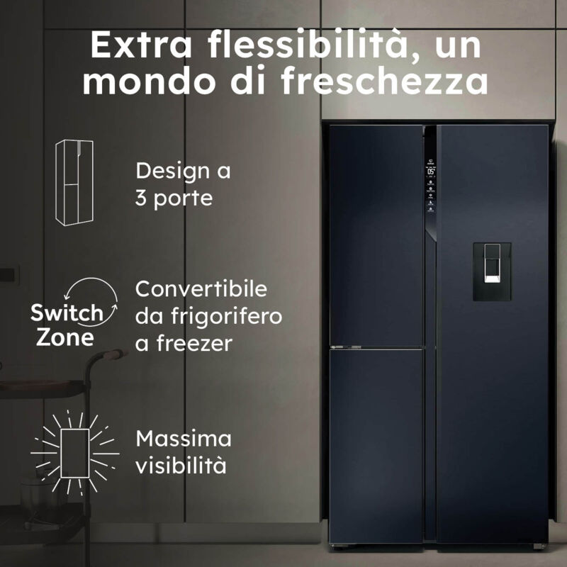 Haier HSPR79F18EWMB Frigorifero Side By Side 3 Porte Libera installazione 573L E Nero. Capacità netta totale: 573 L, Classe climatica: SN-T,