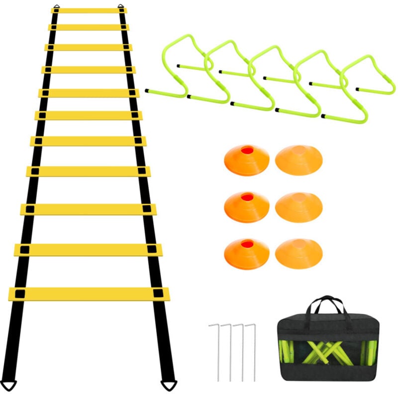 Haies de coordination Réglable Kit d'entraînement Agility Échelle de coordination Plots de Marquage Aide à l'entraînement