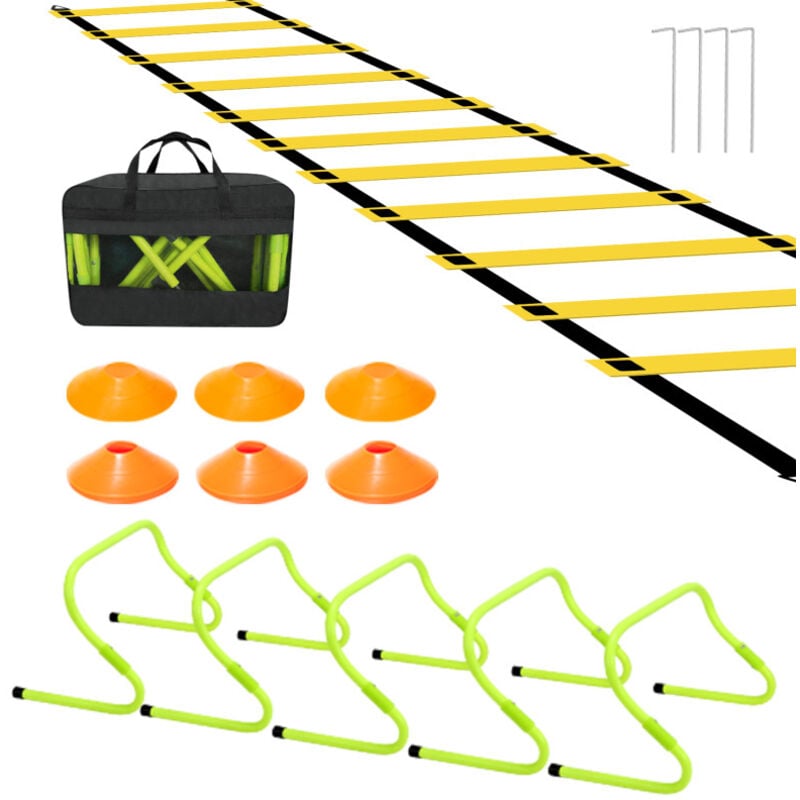 Haies de coordination Réglable Kit d'entraînement Agility Échelle de coordination Plots de Marquage Aide à l'entraînement