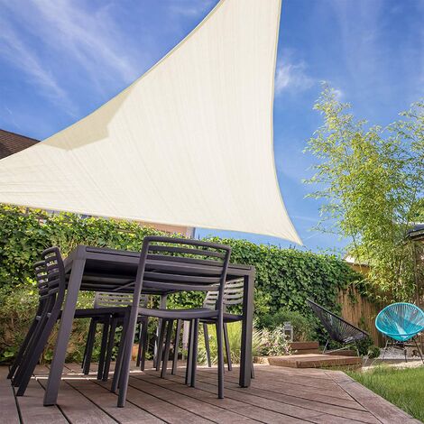 HAIKUS Voile d'ombrage ( HDPE, 180g/m2), Triangulaire 5x5x7,1m, Toile Ombrage résistant aux 98% des Rayons UV pour Jardin Terrasse, Crème