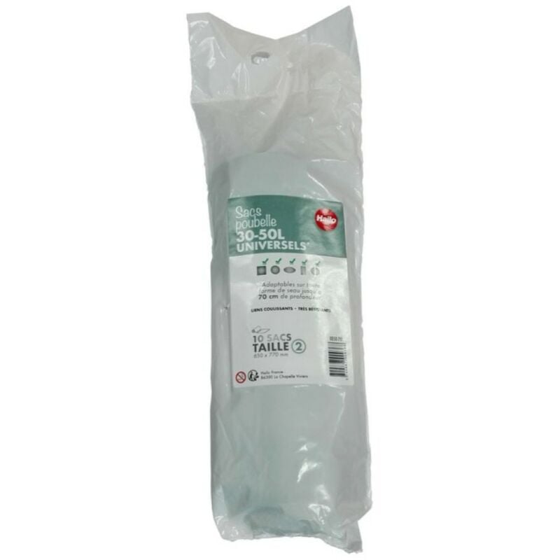 Hailo - 10 sacs poubelle fermeture à coulisse 50L