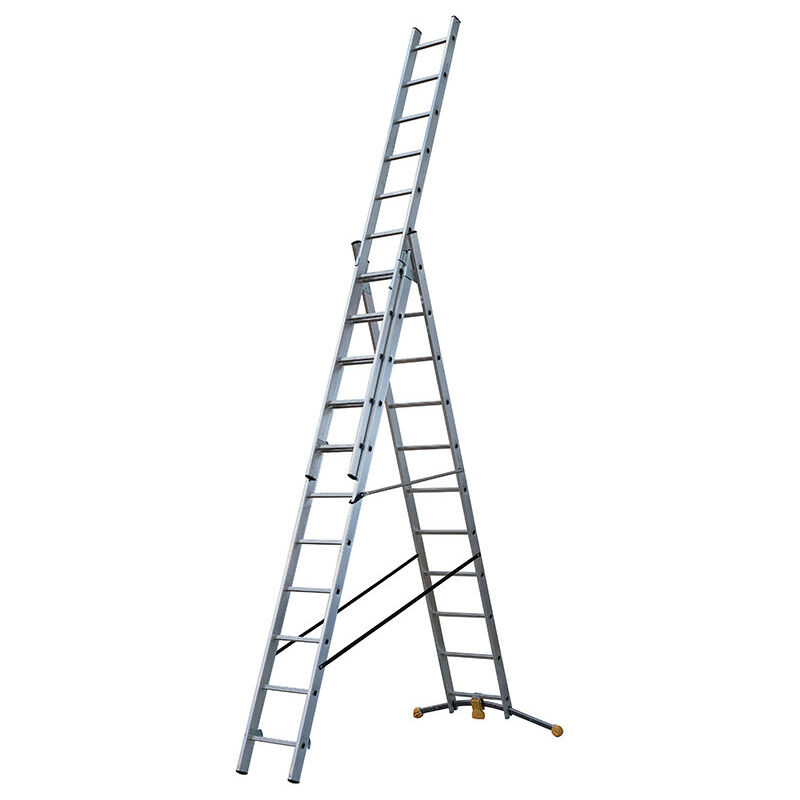 Hailo - Echelle transformable 3 plans 3x11 échelons 6,9m/7,6m en aluminium HobbyLot