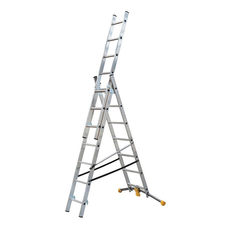 Hailo - Echelle transformable 3 plans 3x7 échelons 4,1m/5m en aluminium HobbyLot