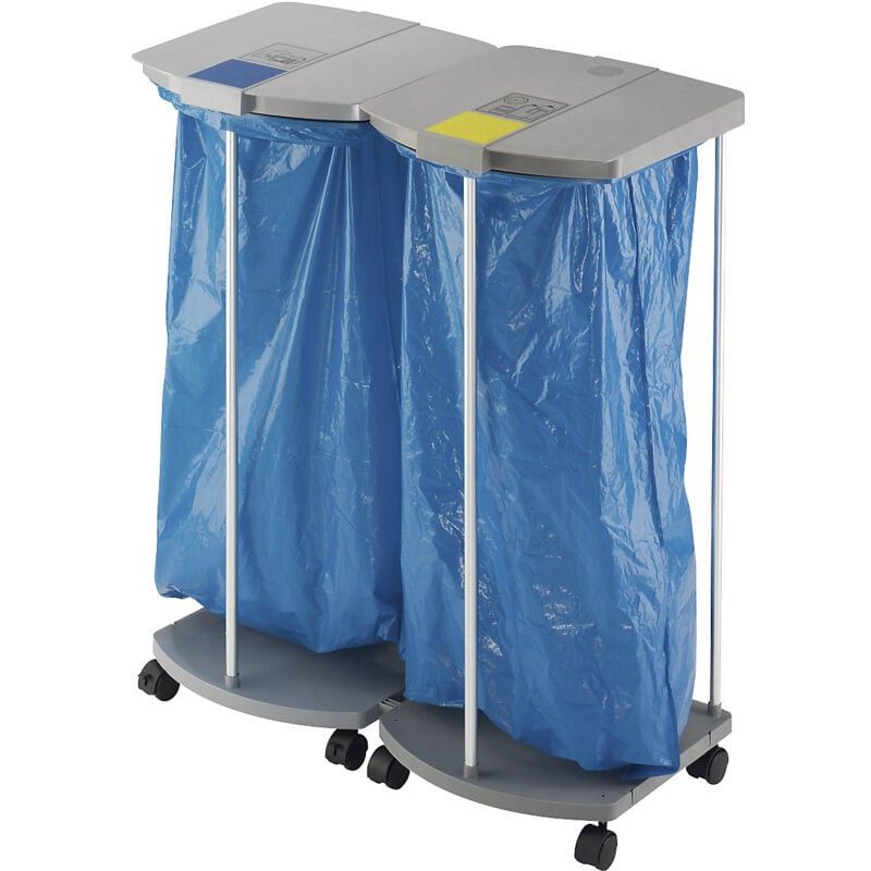 Hailo, Support sac-poubelle avec 250 sacs-poubelle bleus,