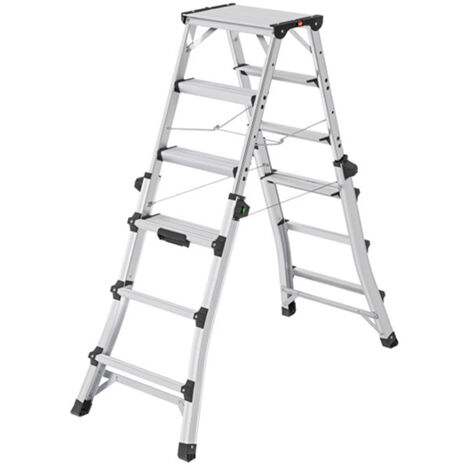 Hailo D100 TL TopLine Stehleiter mit teleskopierbaren Holmen 2x4-2x6 Stufen
